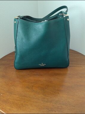 kate spade Teal Pebbled Leather Shoulder Bag with Gold Hardware